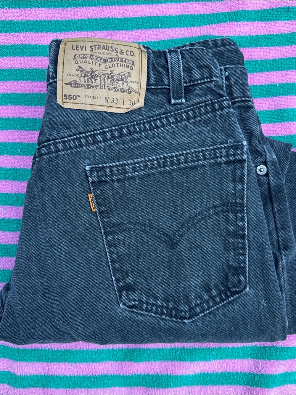 1996 Orange Tab Levi's Black 550 Jeans